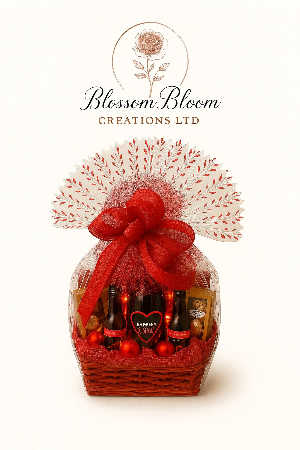 Amore Red Wine Luxury Chocolate Hamper | Romantic Gift Basket | Blossom Bloom
