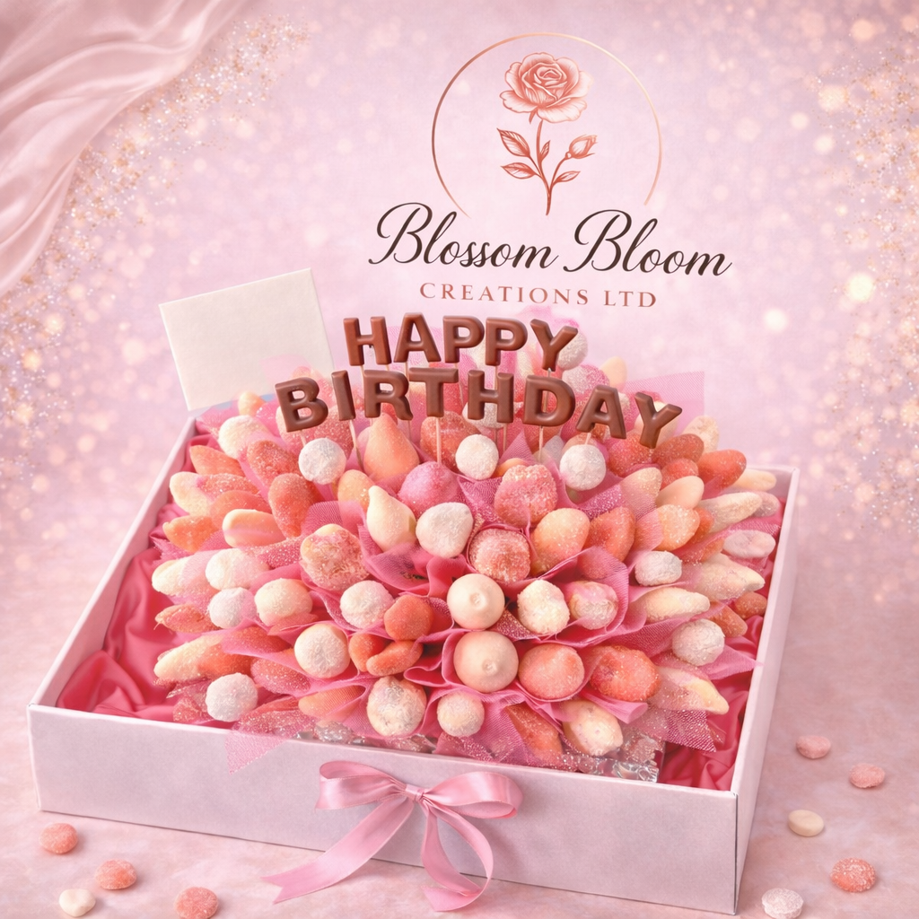 🍓🍫 Pink Happy Birthday Chocolate Fruit Box