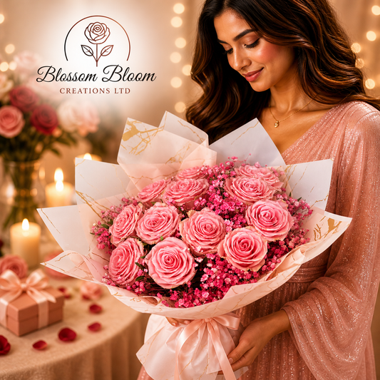 Pink Blush Luxe Rose Bouquet