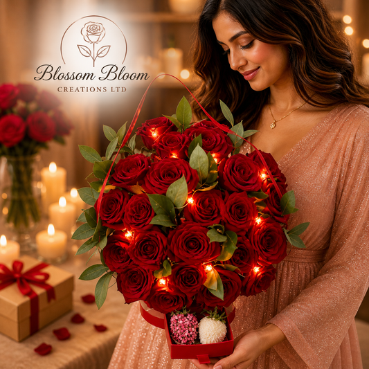 Enchanted Rose Heart Glow Bouquet