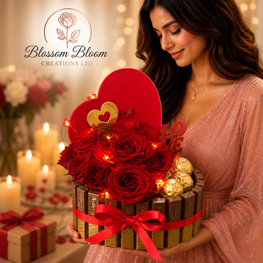 Luxury Love Heart Rose & Chocolate Box
