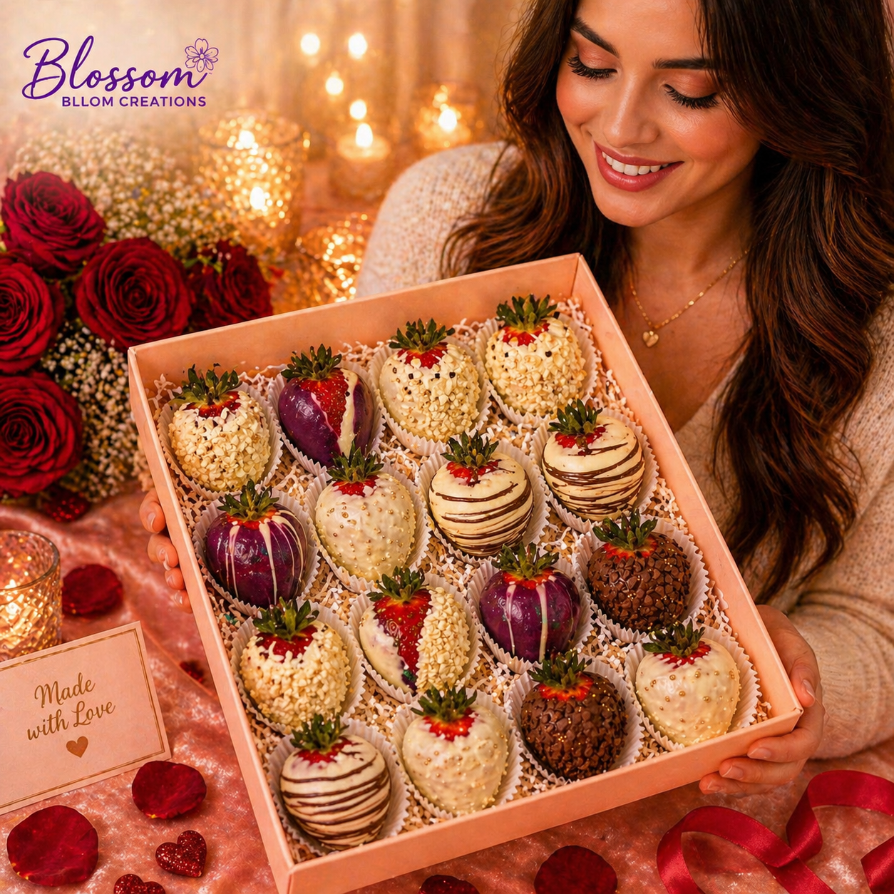 Deluxe Assorted Chocolate Strawberry Gift Box (Nut Sprinkles)