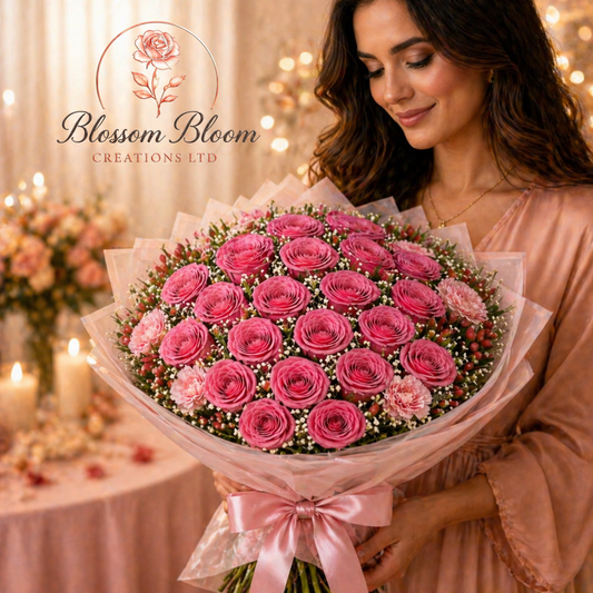 Elegant Blush Romance Bouquet – Light Pink Rose Bouquet