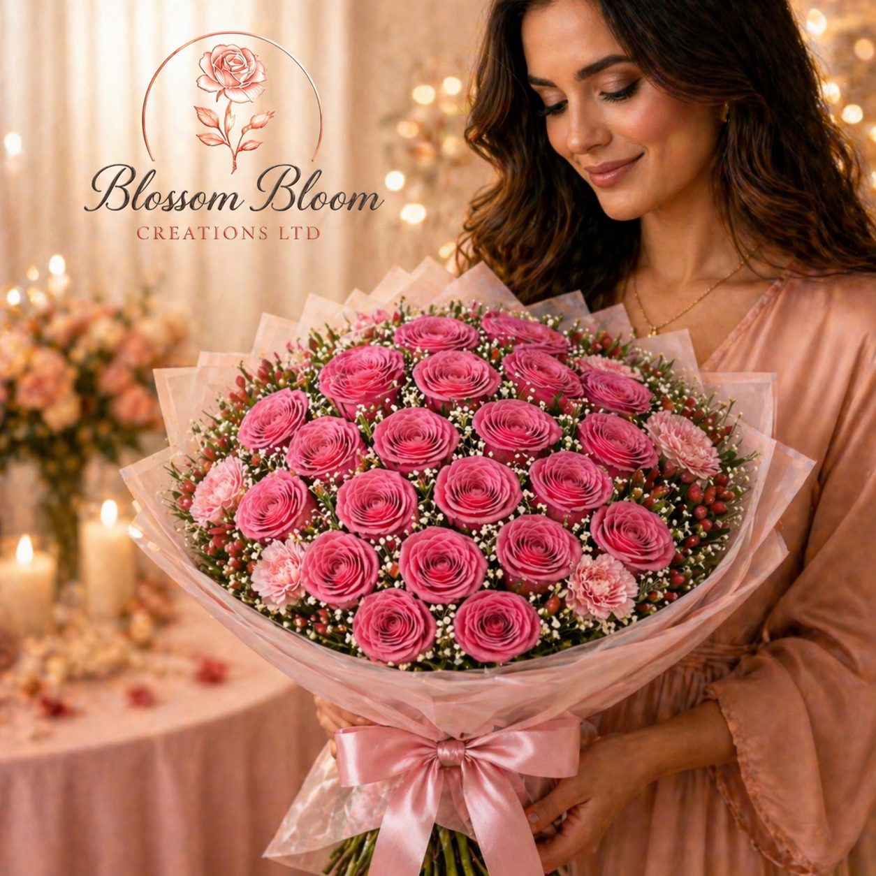 Elegant Blush Romance Bouquet – Light Pink Rose Bouquet