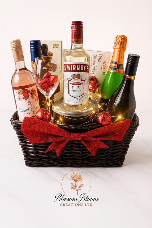 Grand Celebration Wrapped Drinks Hamper – Deluxe Red Bow Edition