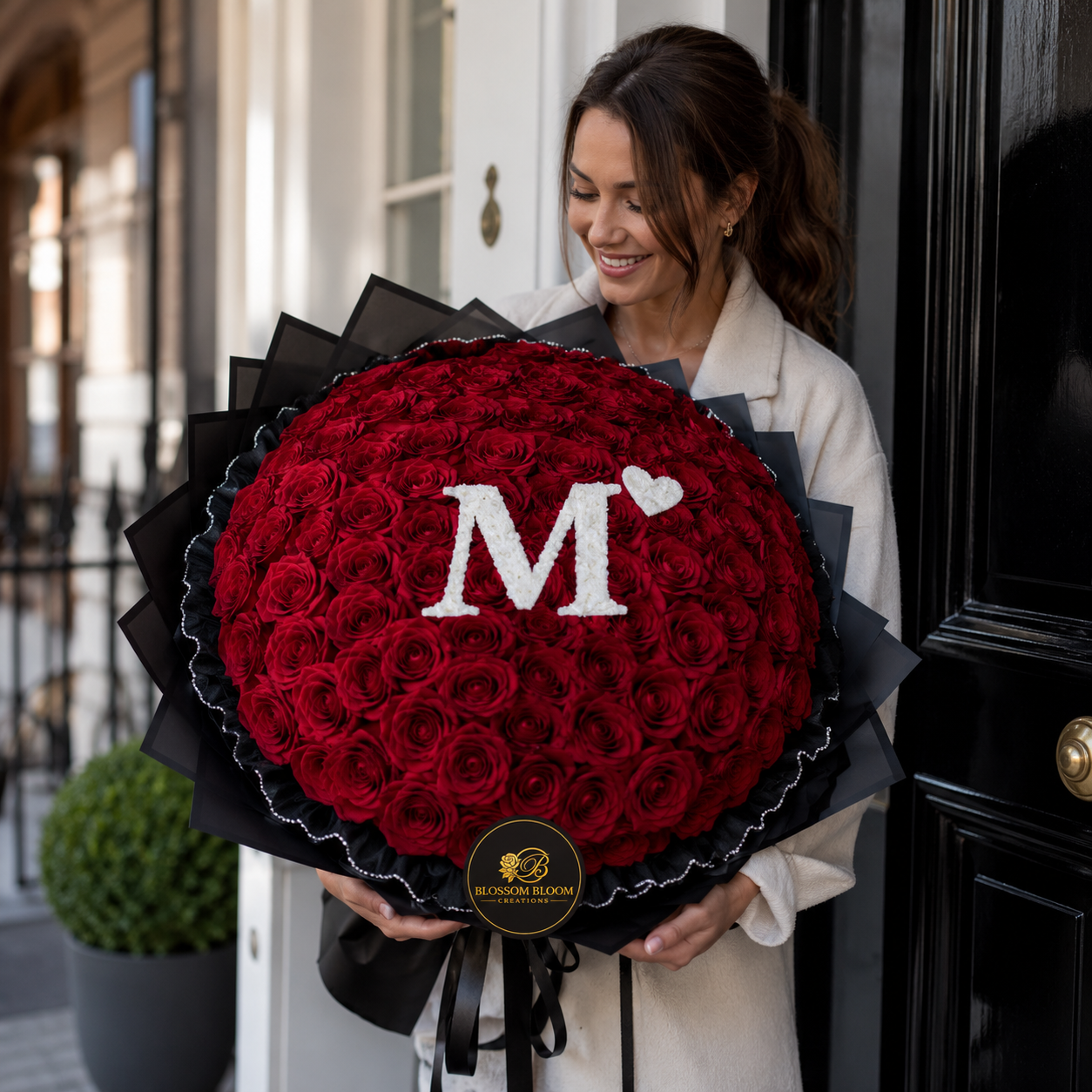 The Signature Initial Red Rose Bouquet