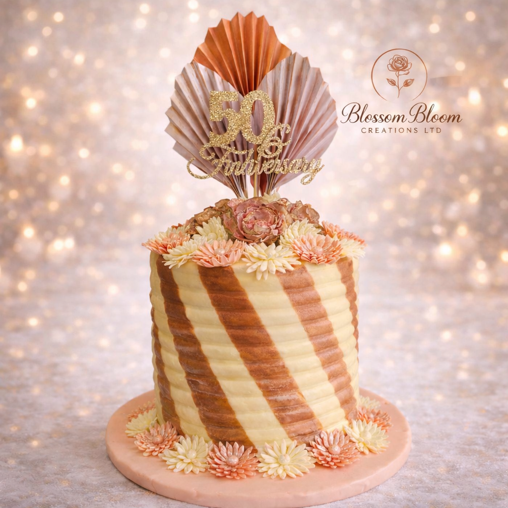 Elegant Birthday  Buttercream Celebration Cake with Sugar Flowers