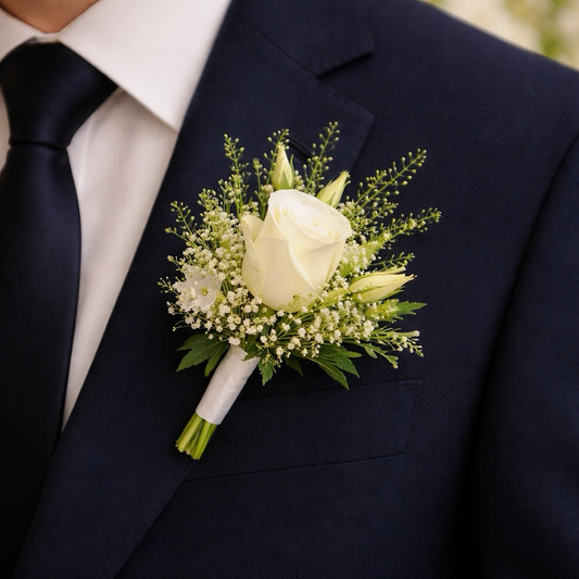 Wild Garden Ivory Groom Buttonhole