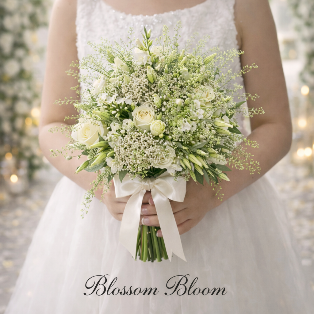 Elegant Garden-Inspired Flower Girls Bridal Bouquet