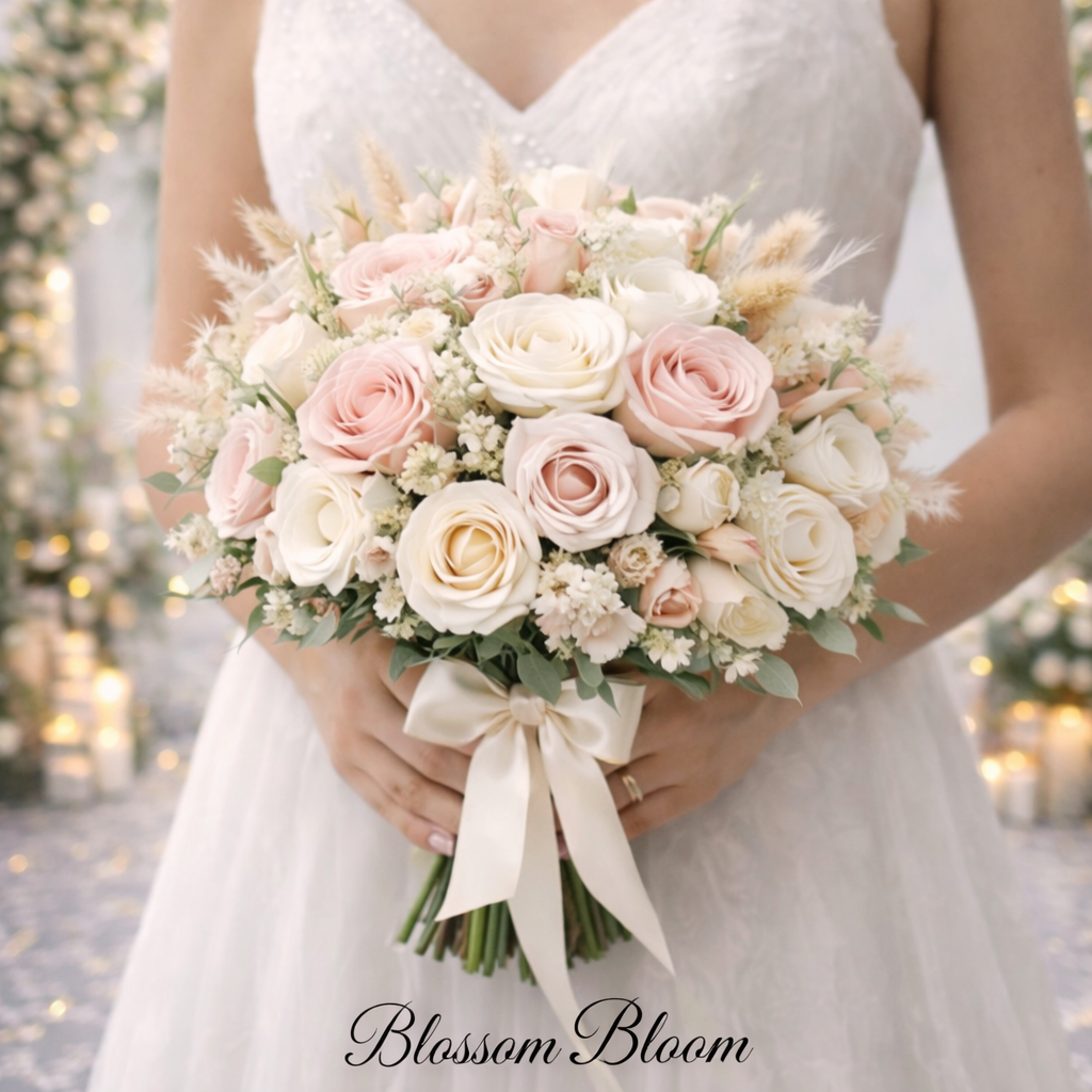 Blush & Ivory Rose Bridal Bouquet
