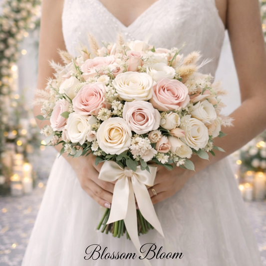 Blush & Ivory Rose Bridal Bouquet
