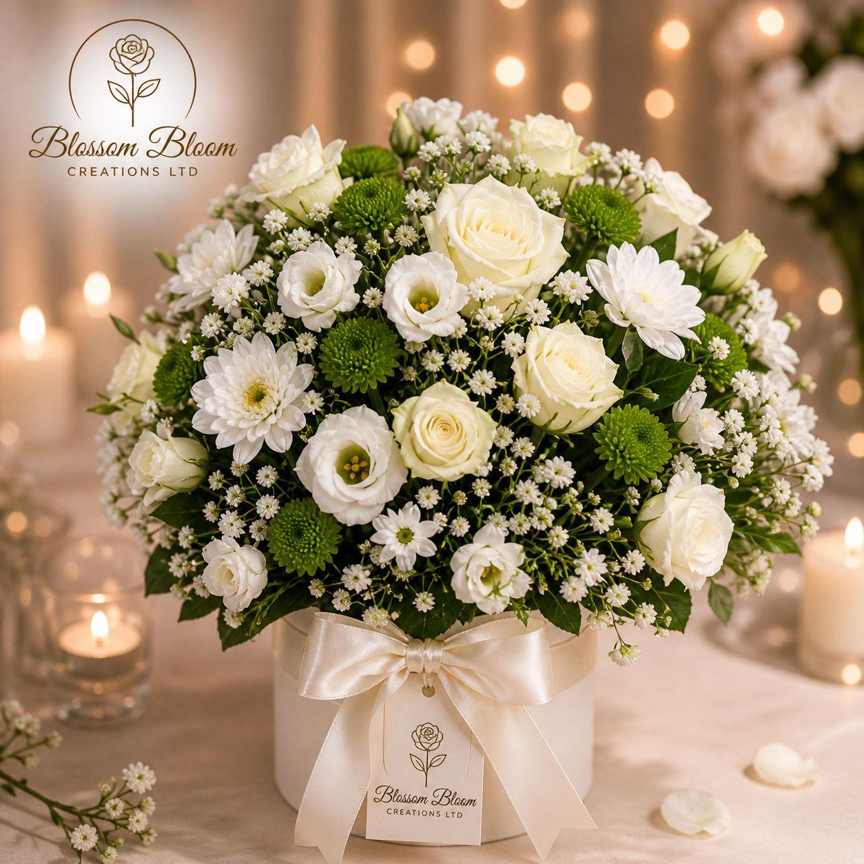 Pure Serenity White Hatbox Arrangement