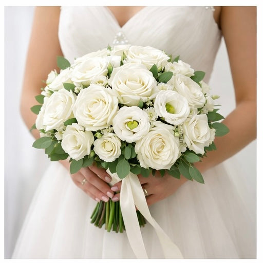 🤍 Luxury White Rose Bridal Bouquet