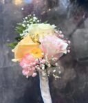 Elegant Groom’s Buttonhole of Gypsophila and Roses (1)